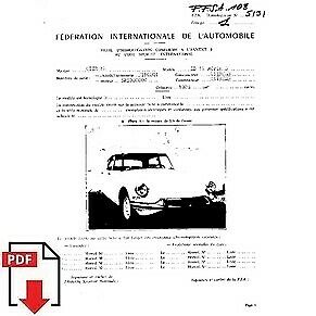 1967 Citroen IS 19 série B FIA homologation form PDF download